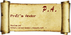Prém Andor névjegykártya
